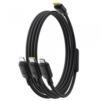 Datový kabel Baseus Silky (P10377706123-00) – rychlonabíjení, Type-C na Micro-USB, Lightning, USB-C, 100W, 1.5m – Cosmic Black