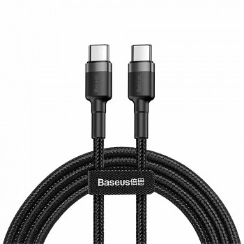 Baseus - (balení 2 ks) datový kabel Cafule (E0418500) - rychlonabíjení, USB-C na USB-C, 60W, 2m - černá / šedá