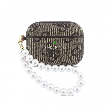 Pouzdro Guess PU 4G Classic Logo Pearl Strap pro AirPods Pro 3 Brown