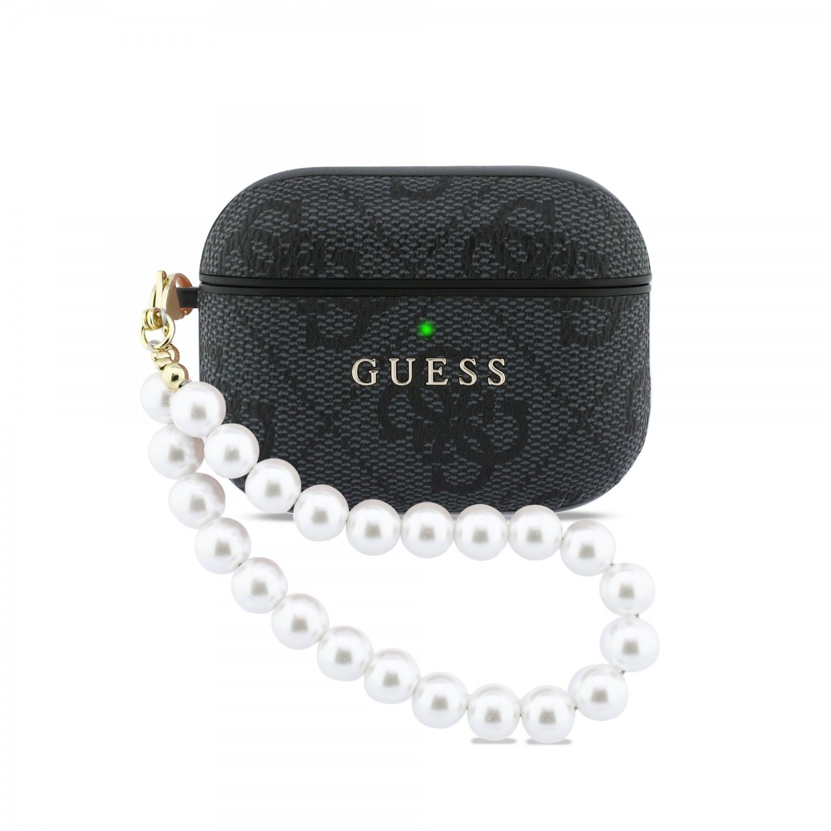 Levně Pouzdro Guess PU 4G Classic Logo Pearl Strap pro AirPods Pro 3 Black