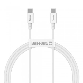 Baseus – datový kabel Superior Series (CATYS-B02) – Type-C na Type-C, 100W, 1m – bílý