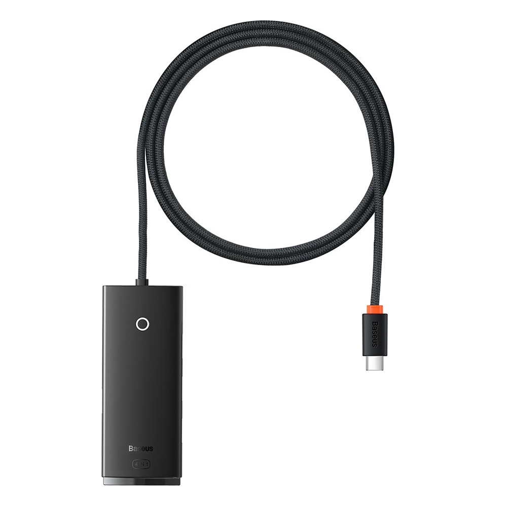 Levně Baseus – adaptér rozbočovač řady Lite (WKQX030401) – USB-C na 4x USB 3.0, Type-C, 1m – černý