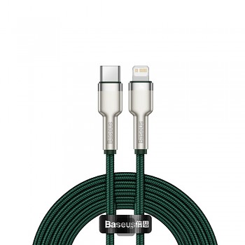 Datový kabel Baseus Cafule Series Metal (CATLJK-B06) – Type-C na Lightning, 20W, 2m – zelený