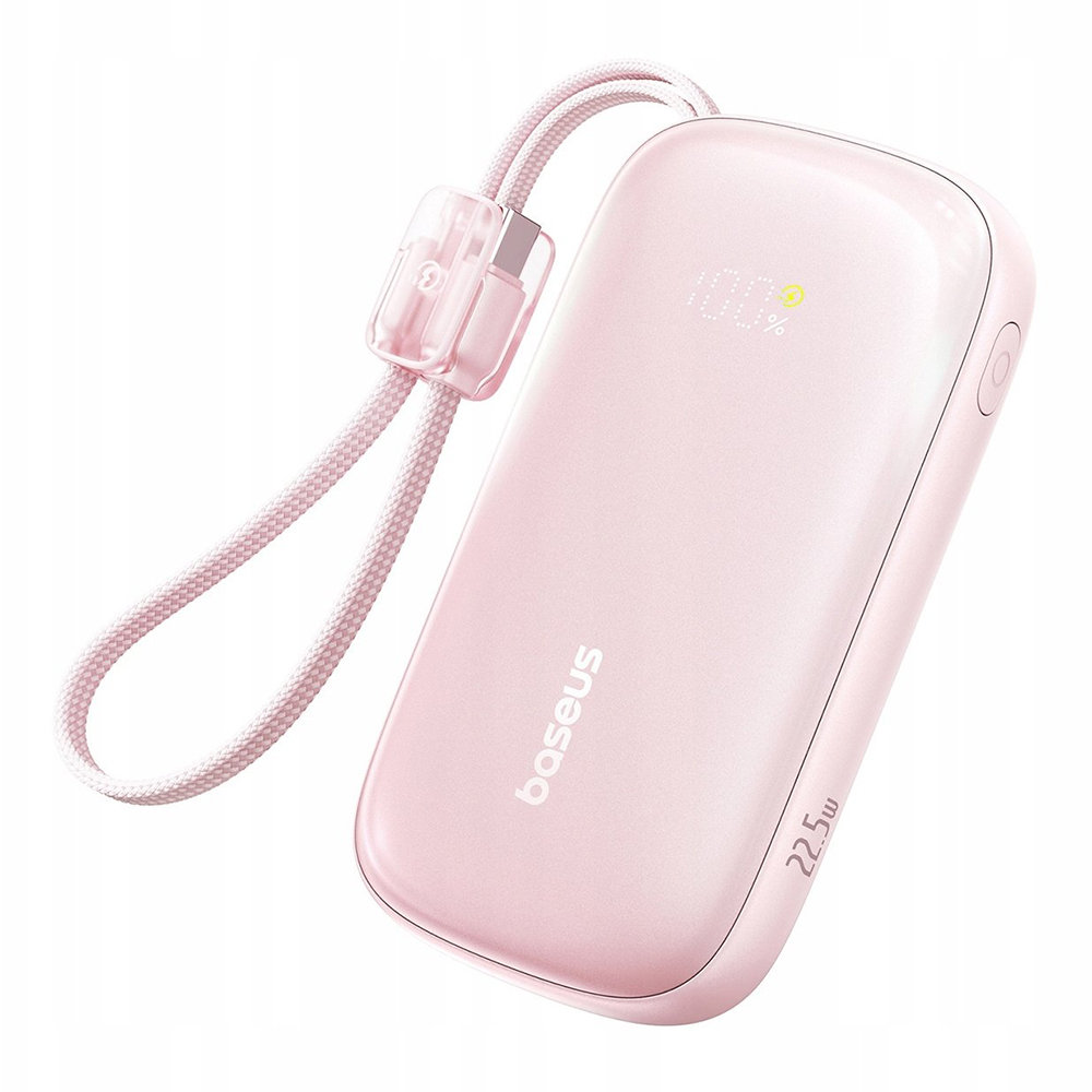 Levně Baseus – powerbanka EnerFill FC21 Qpow 3 Ultra (E0027L02) – s odpojitelným kabelem, 10000mAh, 22.5W, USB, USB-C – Nebula Pink