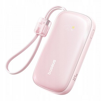 Baseus – powerbanka EnerFill FC21 Qpow 3 Ultra (E0027M02) – s odpojitelným kabelem, 20000 mAh, 22,5 W, USB, USB-C – Nebula Pink