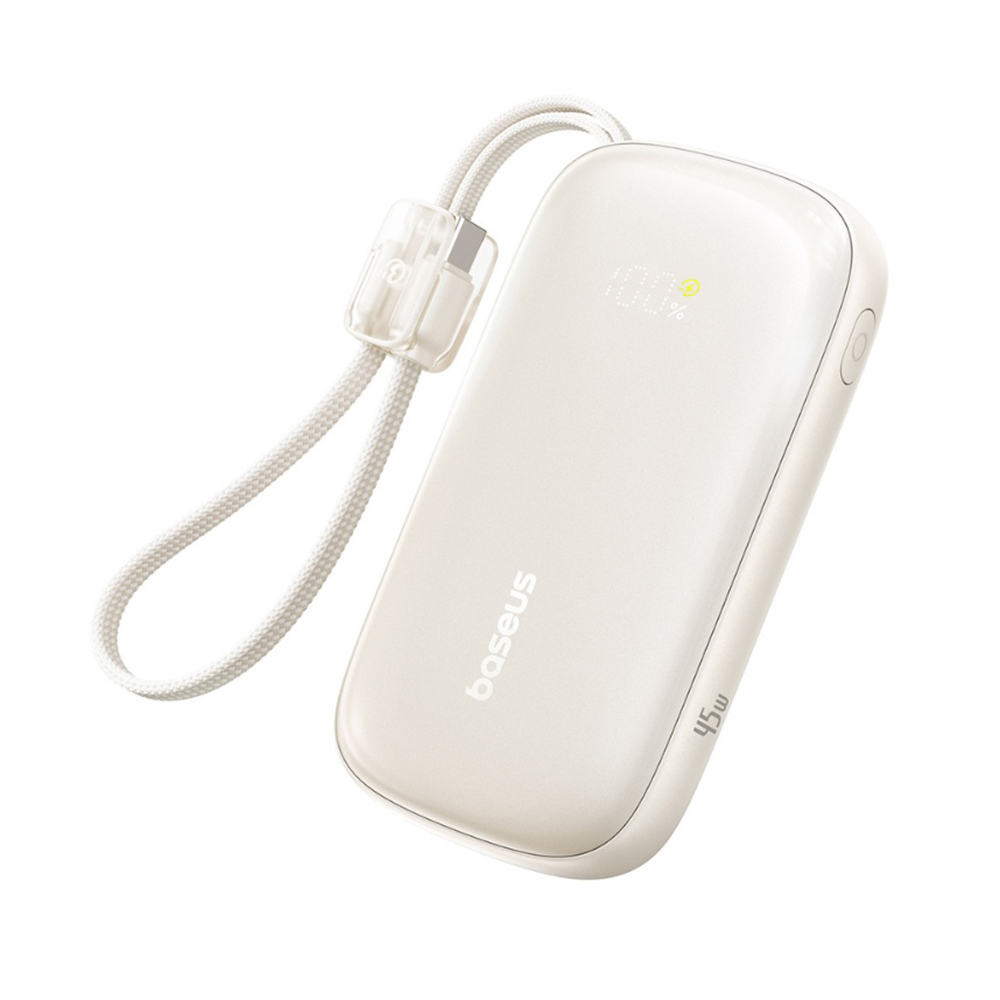 Levně Baseus – powerbanka EnerFill FC21 Qpow 3 Ultra (E0027Q01) – odpojitelný kabel, 10000mAh, 45W, USB, USB-C – Natural Titanium