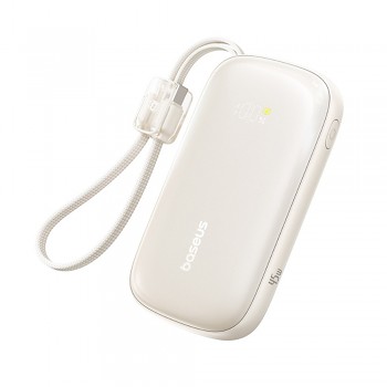 Baseus – powerbanka EnerFill FC21 Qpow 3 Ultra (E0027Q01) – odpojitelný kabel, 10000mAh, 45W, USB, USB-C – Natural Titanium