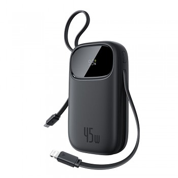 Baseus – powerbanka EnerFill FC31 Qpow 3 (E0028C00) – USB-C/Lightning kabely, 10000mAh, 45W, digitální displej – Cosmic Black