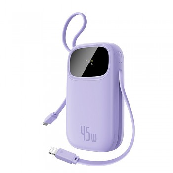 Baseus – powerbanka EnerFill FC31 Qpow 3 (E0028D02) – USB-C/Lightning kabely, 20000mAh, 45W, digitální displej – Nebula Purple