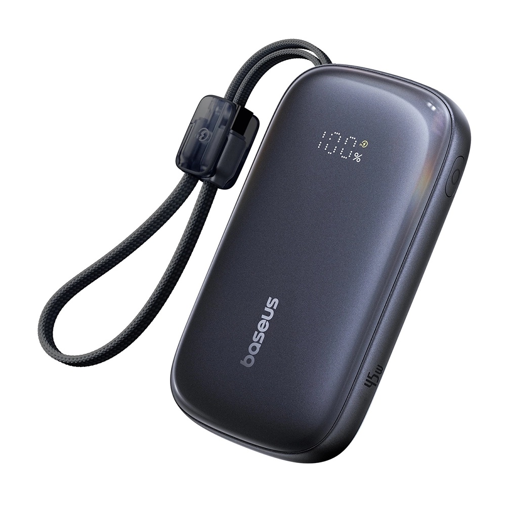 Levně Baseus – powerbanka EnerFill FC21 Qpow 3 Ultra (E0027Q00) – s odpojitelným kabelem, 10000mAh, 45W, USB, USB-C – Cosmic Black