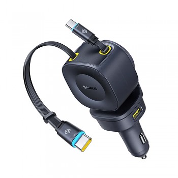 Baseus - nabíječka do auta PrimeTrip VR2 Max (C0206500) - rychlonabíjení, se zatahovacím kabelem, USB, 3x USB-C, 163W - Cosmic Black
