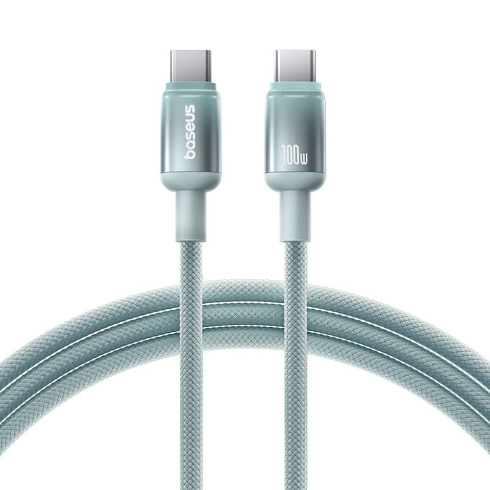 Baseus - datový kabel Discolor (E0420700) - USB-C na USB-C, 100W, 480Mbps, 1m - modrá/zelená