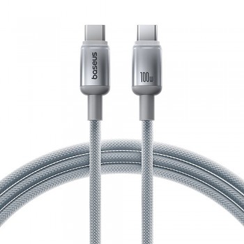 Baseus - datový kabel Discolor (E0420703) - USB-C na USB-C, 100W, 2m - stříbrný