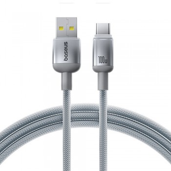 Baseus - datový kabel Discolor (E0420803) - USB-A na USB-C, 100W, 480Mbps, 2m - stříbrný