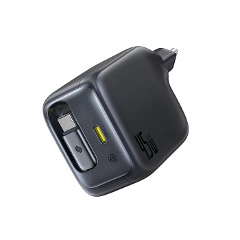 Baseus - nástěnná nabíječka EnerCore CJ11 (E0120G00) - GaN, rychlé nabíjení, USB-C, s výsuvným kabelem typu C, 45W - Cosmic Black