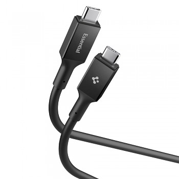 Spigen - datový kabel Essential (EB10020CC) - rychlonabíjení, Type-C na Type-C, 100W, 5Gbps, čip E-Marker, 2m - černý