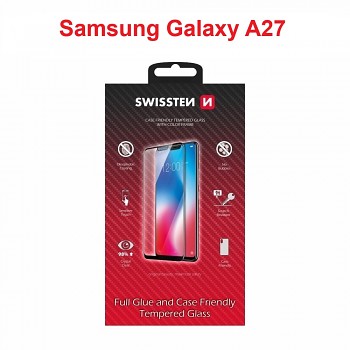 Tvrzené sklo Swissten full glue, color frame, case friendly pro Samsung Galaxy A27 5G černé