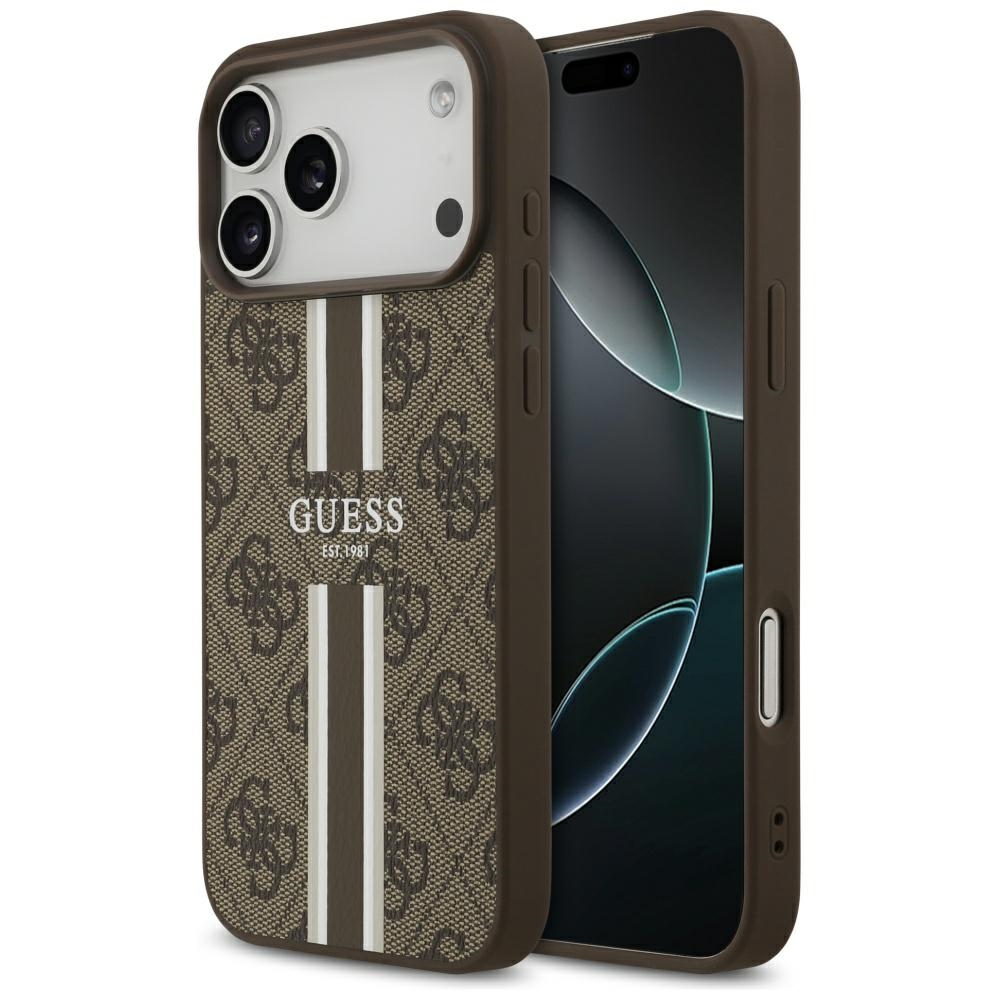 Levně Guess - pevné pouzdro 4G Printed Stripes MagSafe (GUHMP17XP4RPSW) - iPhone 17 Pro Max - hnědé
