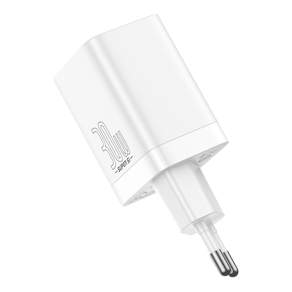 Levně Baseus - síťová nabíječka Super Si Pro (CCSUPP-E02) - Type-C, USB, rychlé nabíjení, 30W - bílá