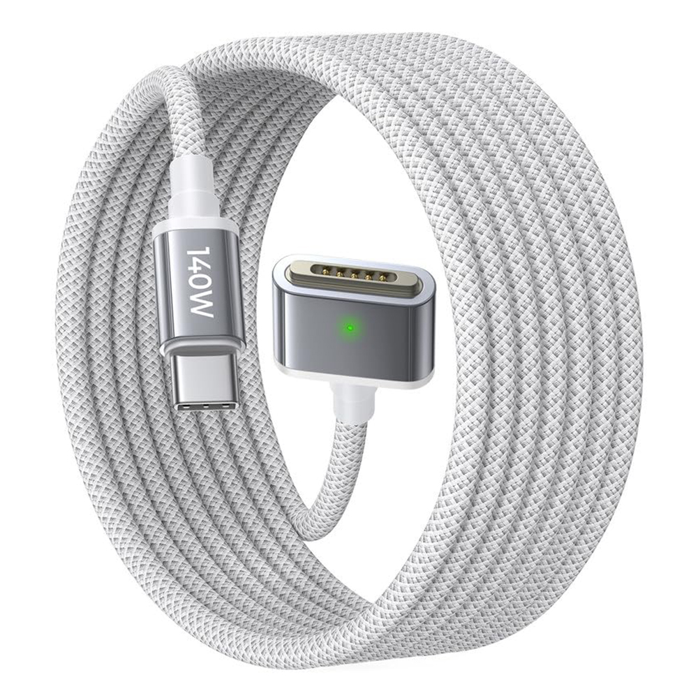 Levně Lisen - datový kabel (YL0123070001) - Type-C na MagSafe 3, pro MacBook, 140 W, superrychlé nabíjení, opletený, 2 m - stříbrná