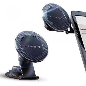 Lisen - držák do auta (YL0223050002) - magnetický, na palubní desku, univerzální, nastavitelný, bezpečné uchycení, magnety N52 - černý
