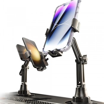 Lisen držák do auta (YL0223070048) do držáku na pití, univerzální, nastavitelný, proti otřesům, pro telefon, tablet do 12,9", černý