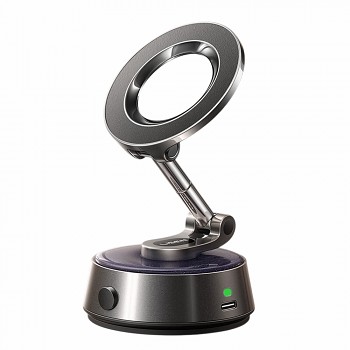 Lisen - držák do auta (A690) - na palubní desku, stůl, elektrický vakuový magnetický stojan, otáčení o 360°, 130 mAh - vesmírně šedá