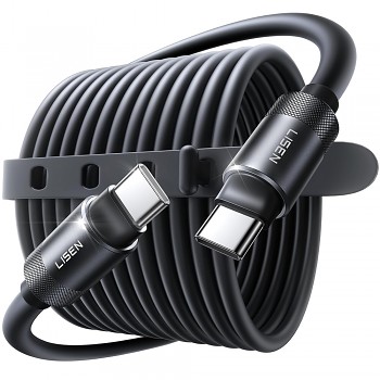 Lisen - datový kabel L115 (YL0125040001) - Type-C na Type-C, rychlé nabíjení, 100W, 480Mbps, hliníková slitina, silikon, 3m - černá