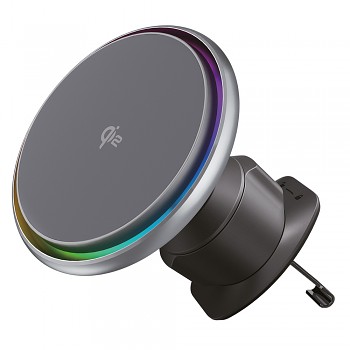 Proove - držák do auta s bezdrátovým nabíjením Icecore (WHIC15002003) - do mřížky ventilace, silný magnet, aktivní chlazení, Qi2 15 W - šedá