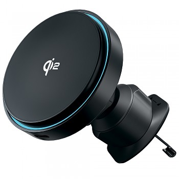 Proove - držák do auta s bezdrátovým nabíjením Light Circle (WHLC15010002) - do mřížky ventilace, magnetický, Qi2 15W - kovově šedá