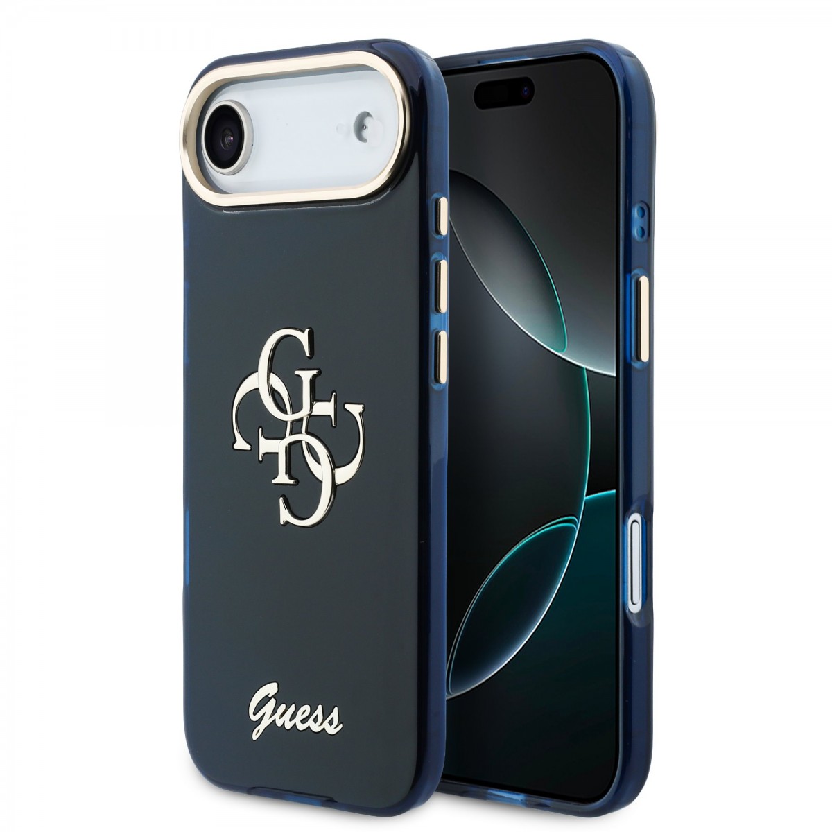 Levně Zadní kryt Guess IML 4G Script Metal Logo pro iPhone Air Blue