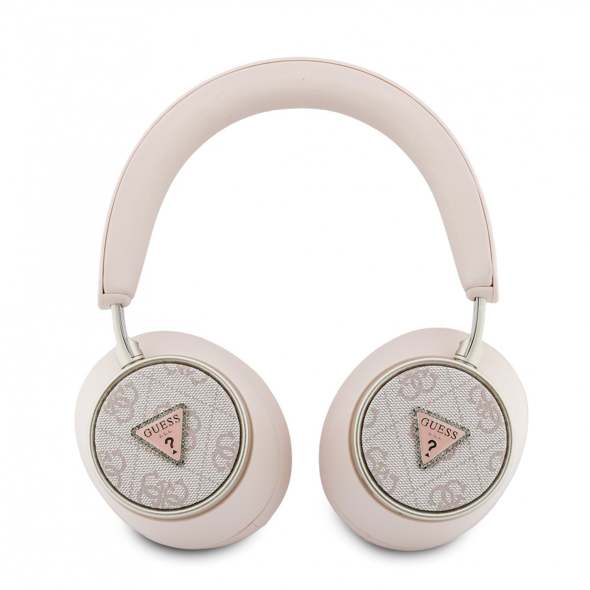 Levně Bezdrátová Sluchátka Guess PU 4G Triangle Logo ENC Pink