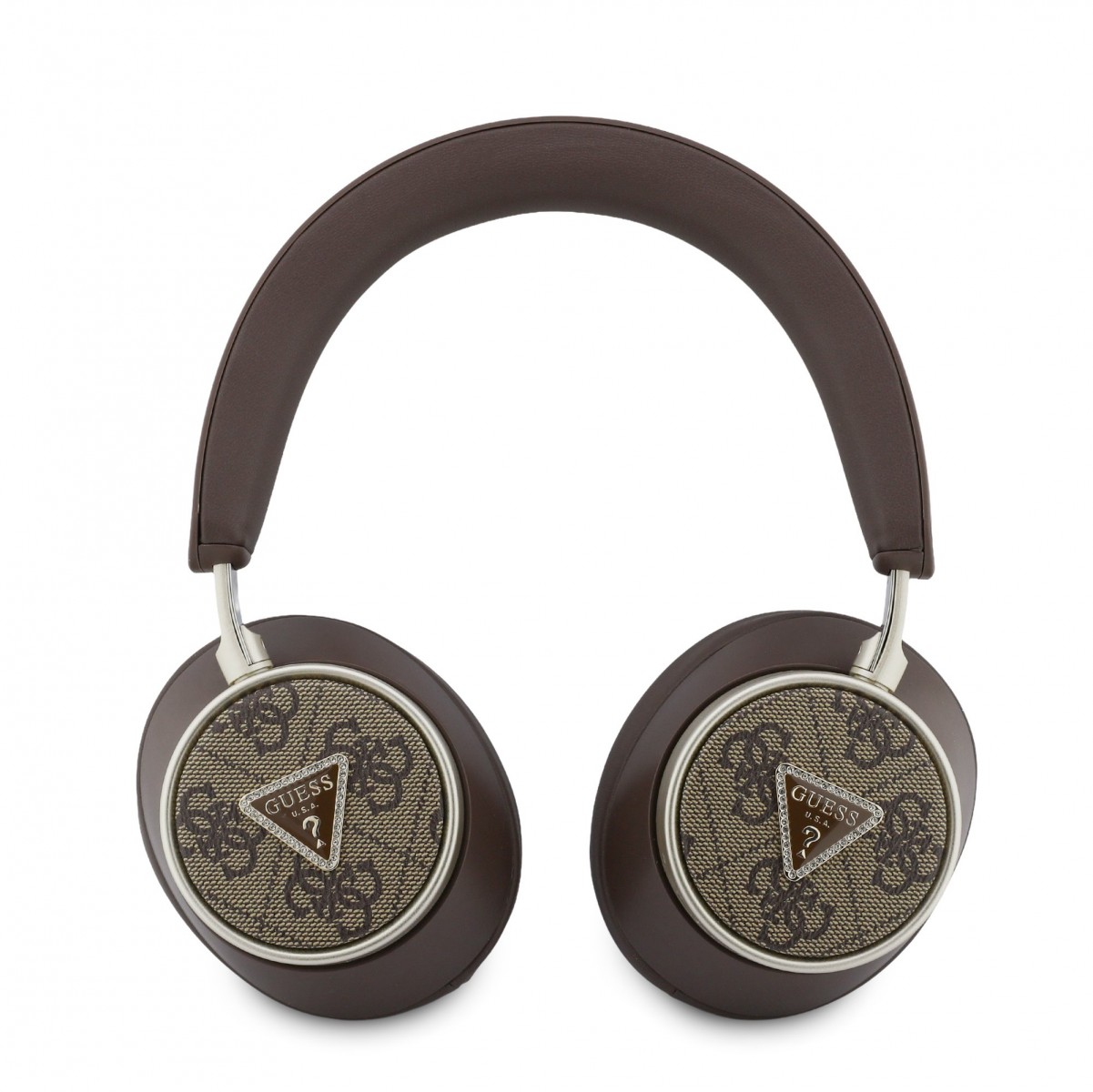 Bezdrátová Sluchátka Guess PU 4G Triangle Logo ENC Brown