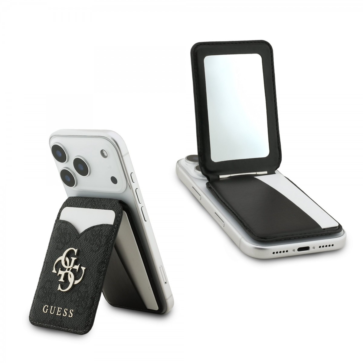 Levně Peněženka se Stojanem Guess PU 4G Mirror MagSafe Cardslot Black
