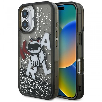 Karl Lagerfeld - Liquid glitter Choupette logo MagSafe (KLHCP16SLCHSCTDK) - iPhone 16 - černý