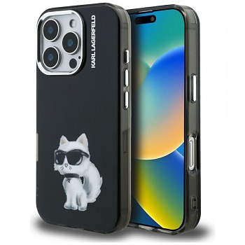 Karl Lagerfeld - kryt IML Aquarelle Choupette Logo (KLHCP16LHMCHAQK) pro iPhone 16 Pro - černý