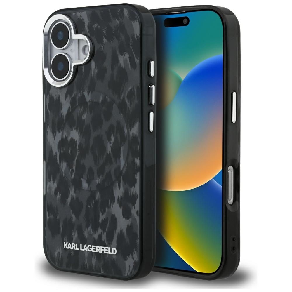 Levně Karl Lagerfeld - IML Leopard Pattern MagSafe (KLHMP16SHDLEOICK) - iPhone 16 - černá