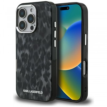 Karl Lagerfeld - IML pouzdro s leopardím vzorem MagSafe (KLHMP16XHDLEOICK) - pro iPhone 16 Pro Max - černé