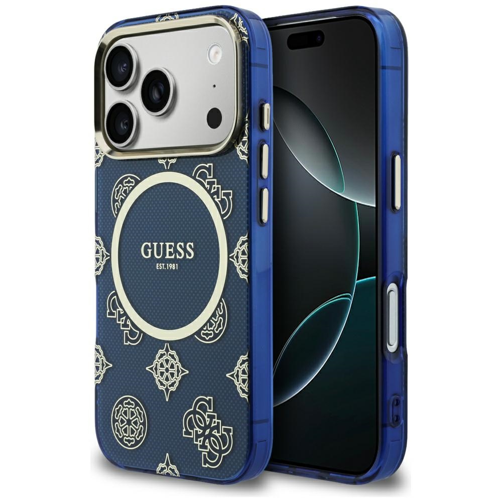 Levně Guess IML Peony Dot MagSafe (GUHMP17L5HPOEDB) pro iPhone 17 Promodrá