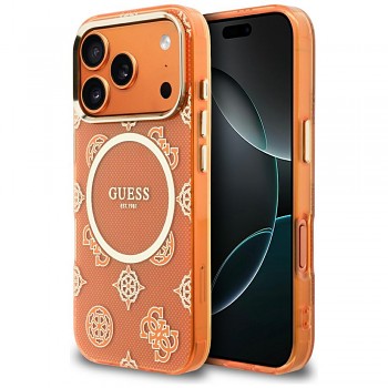 Guess - IML Peony Dot MagSafe (GUHMP17L5HPOEDO) - pro iPhone 17 Pro - oranžová