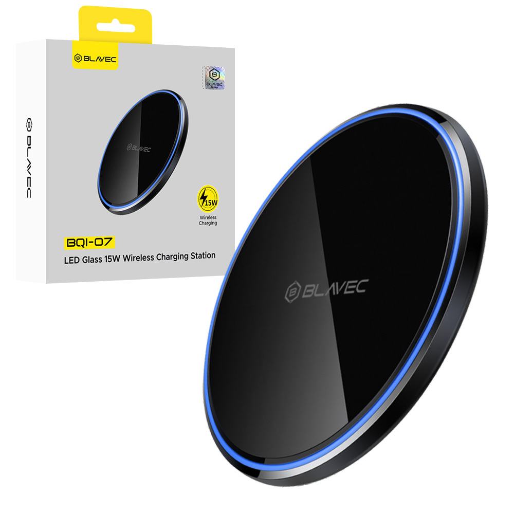 Levně Bezdrátová nabíječka Blavec BQI-07 Qi 15W UniCharge (BQI07-QIB) black glass
