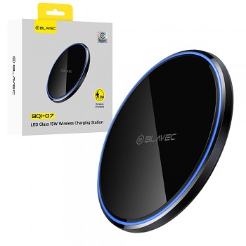 Bezdrátová nabíječka Blavec BQI-07 Qi 15W UniCharge (BQI07-QIB) black glass