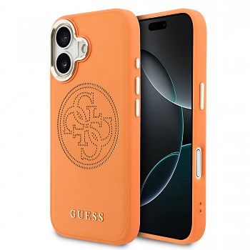 Zadní kryt Guess PU Perforated 4G pro iPhone 17 Orange