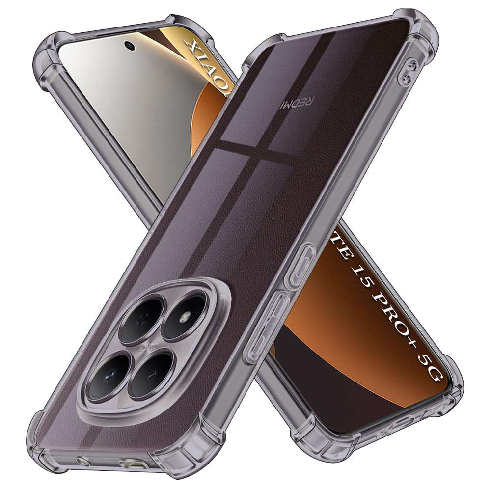 Techsuit - nárazuvzdorný průhledný silikonový kryt - Xiaomi Redmi Note 15 Pro+ 5G / Poco M8 Pro 5G - kouřová černá