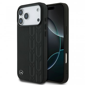 Zadní kryt Mercedes Leather Laurel Leaves MagSafe pro iPhone 17 Pro Max Black