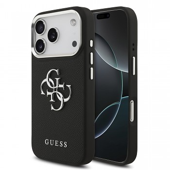 Zadní kryt Guess PU Grained 4G Metal Logo pro iPhone 17 Pro Black