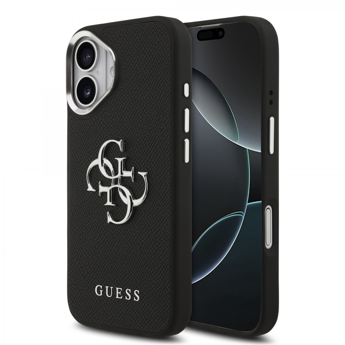Levně Zadní kryt Guess PU Grained 4G Metal Logo pro iPhone 17 Black