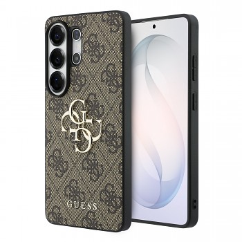 Zadní kryt Guess PU 4G Metal Logo pro Samsung Galaxy S26 Ultra hnědý