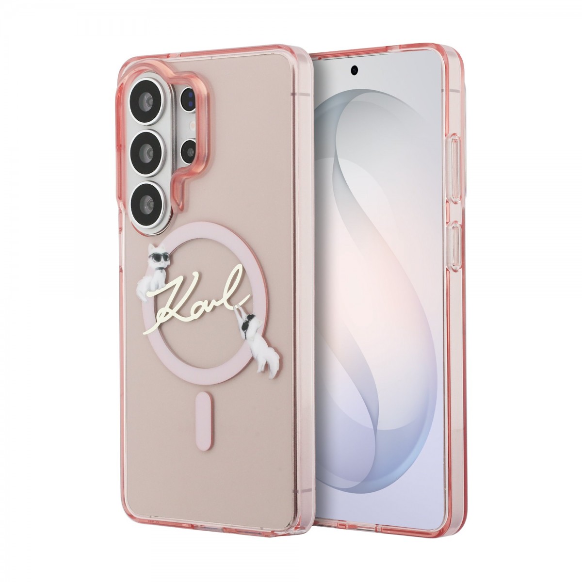 Zadní kryt Karl Lagerfeld IML Choupette Karl Script Logo Magnetic pro Samsung Galaxy S26 Ultra růžový