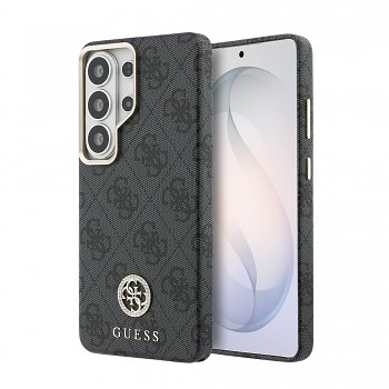 Zadní kryt Guess PU Leather 4G Strass Logo Gold Frame Magnetic pro Samsung Galaxy S26 Ultra černý
